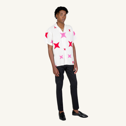 Multi Star Printed Half Sleeve Camp Collar Shirt