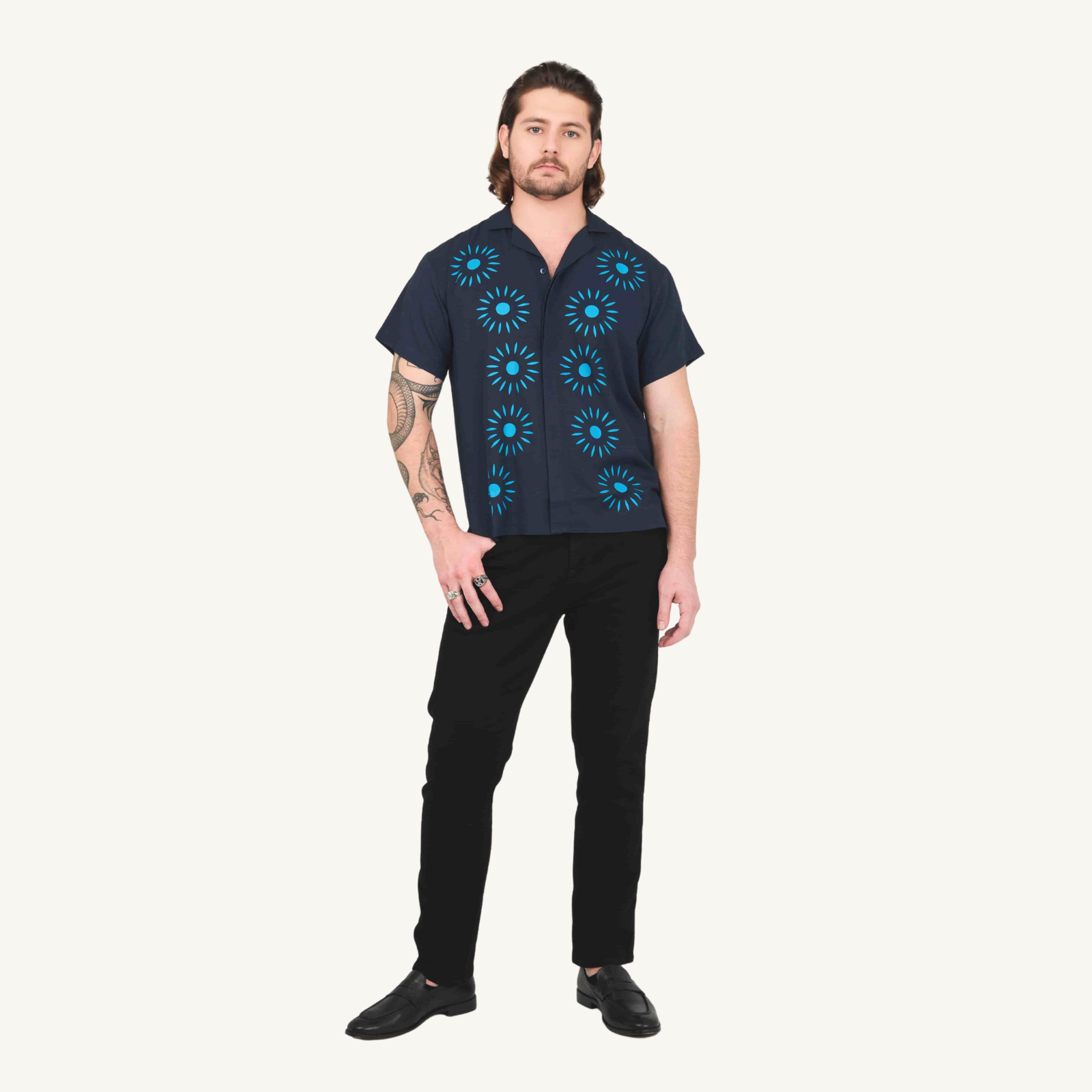 3D Chakra Half Sleeve Camp Collar Shirt