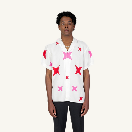 Multi Star Printed Half Sleeve Camp Collar Shirt