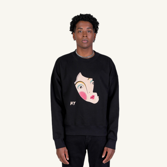 Tilted Girl Face Sweat Shirt